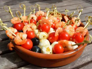 Garnelen-Tomate-Mozzarella Spieße Rezept 